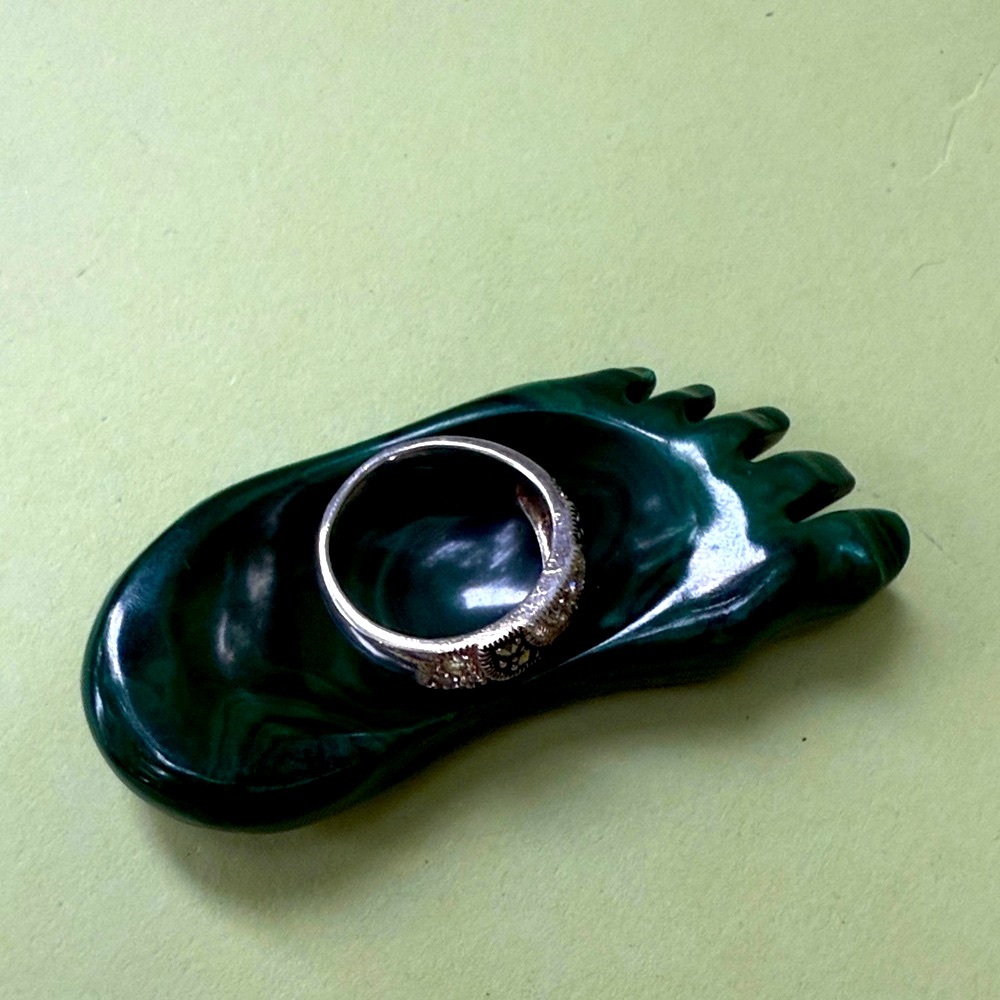 Green Malachite Stone Handmade Foot Shaped Ring Holder